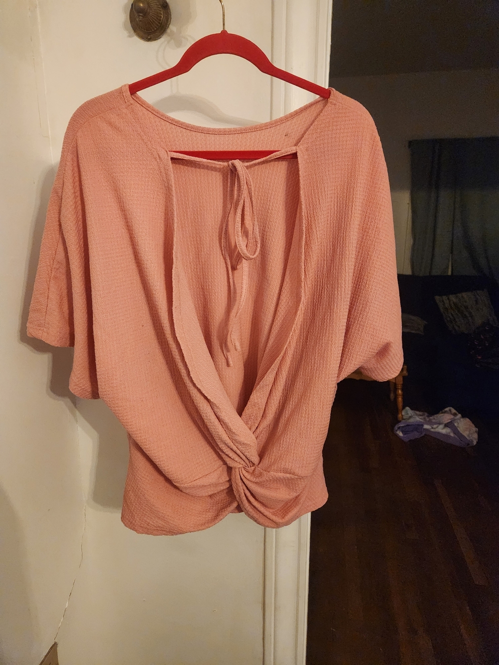 SHEIN Dusty Pink Waffle Knit Short-Sleeve Top - Picture 2 of 2